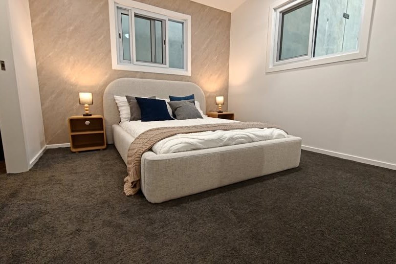 Bedroom with feature wall