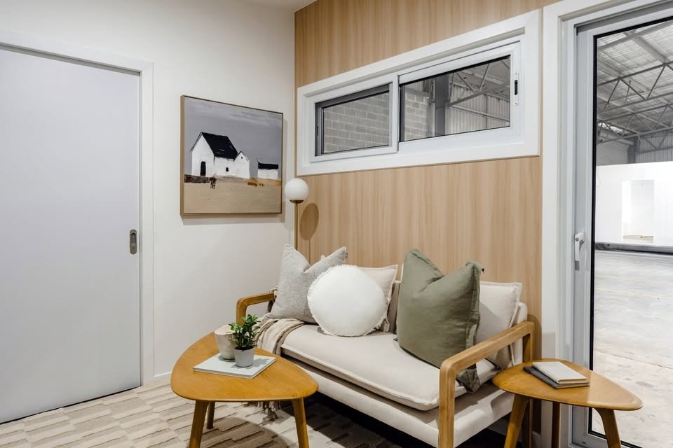 Lounge nook beside the sliding door
